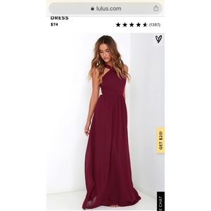 LULU’s Air of Romance Burgundy Maxi Dress BRANDNEW